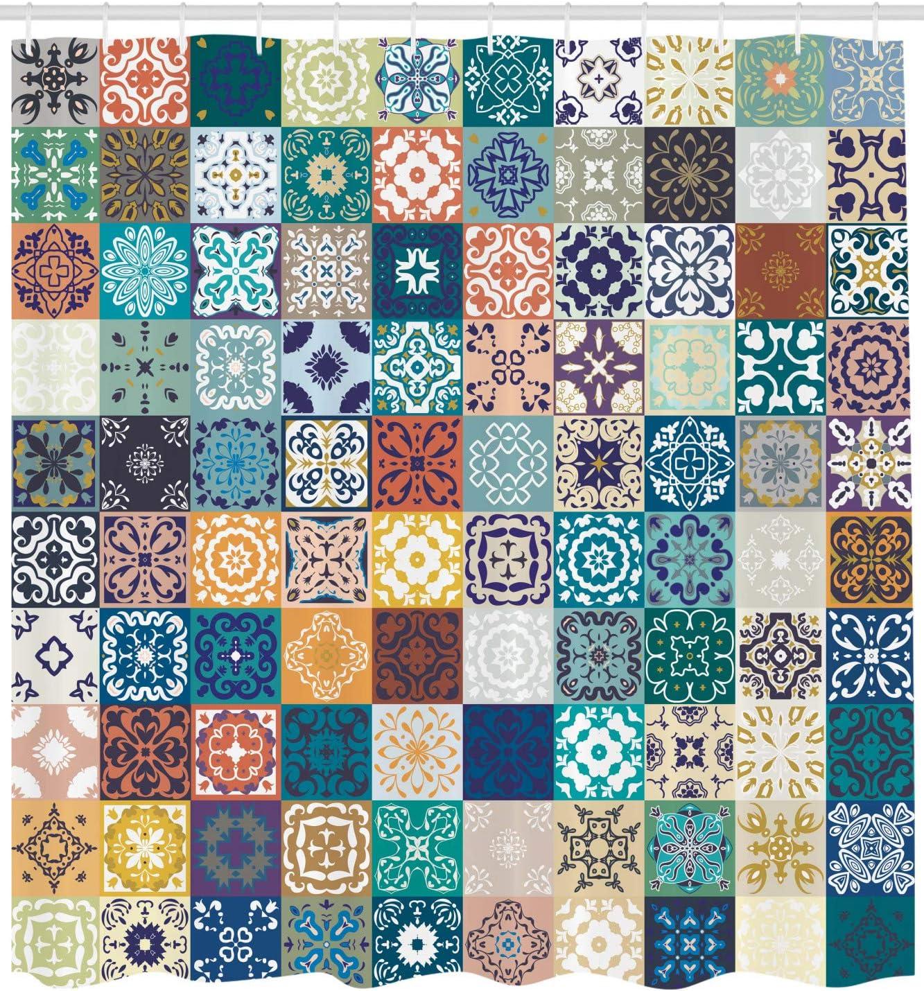 Patterned Shower Curtain with Hooks Included