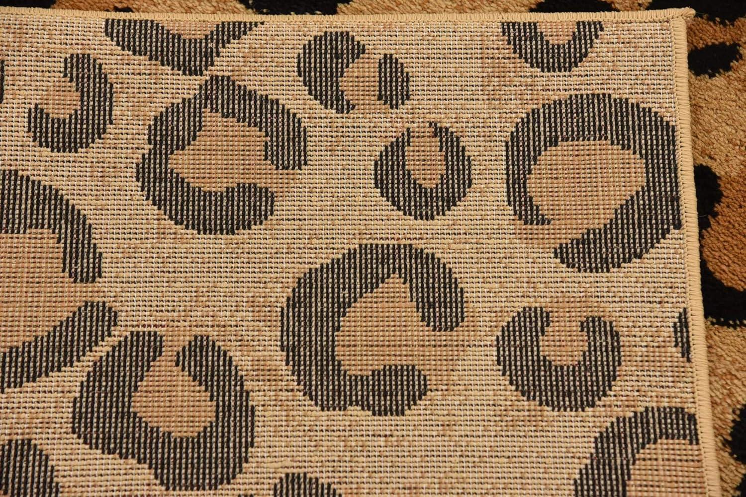 Unique Loom Wildlife Collection Area Rug - Leopard (6' 1" Square Light Brown/Black)