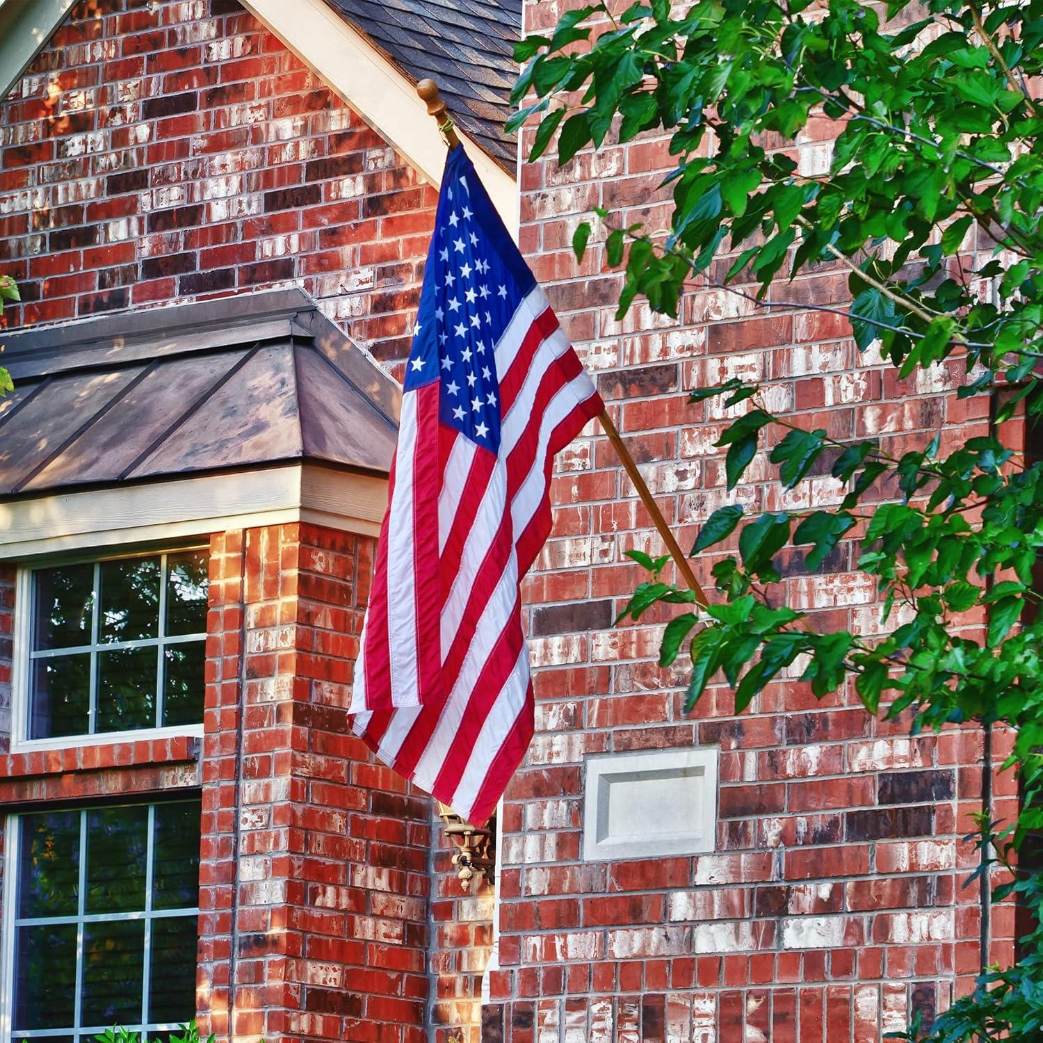 G128 - 2.5x4 feet American Flag | Embroidered 210D with POLE SLEEVE (No Pole) - Embroidered Stars, Sewn Stripes, Indoor/Outdoor, Vibrant Colors, Quality Polyester, US USA Flag