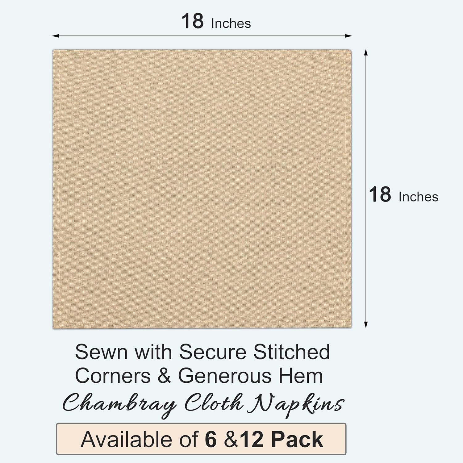 Poly Cotton Square Cloth Napkins Chambray Fabric (Set of 12)