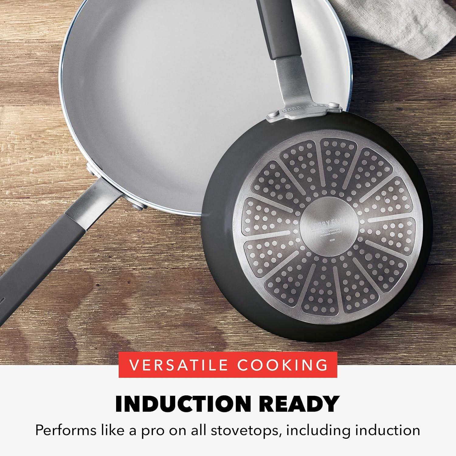 Bobby Flay 2pk (8" & 10") Ceramic Nonstick Aluminum Fry Pan Set Graphite Gray: Dishwasher-Safe, Lifetime Warranty