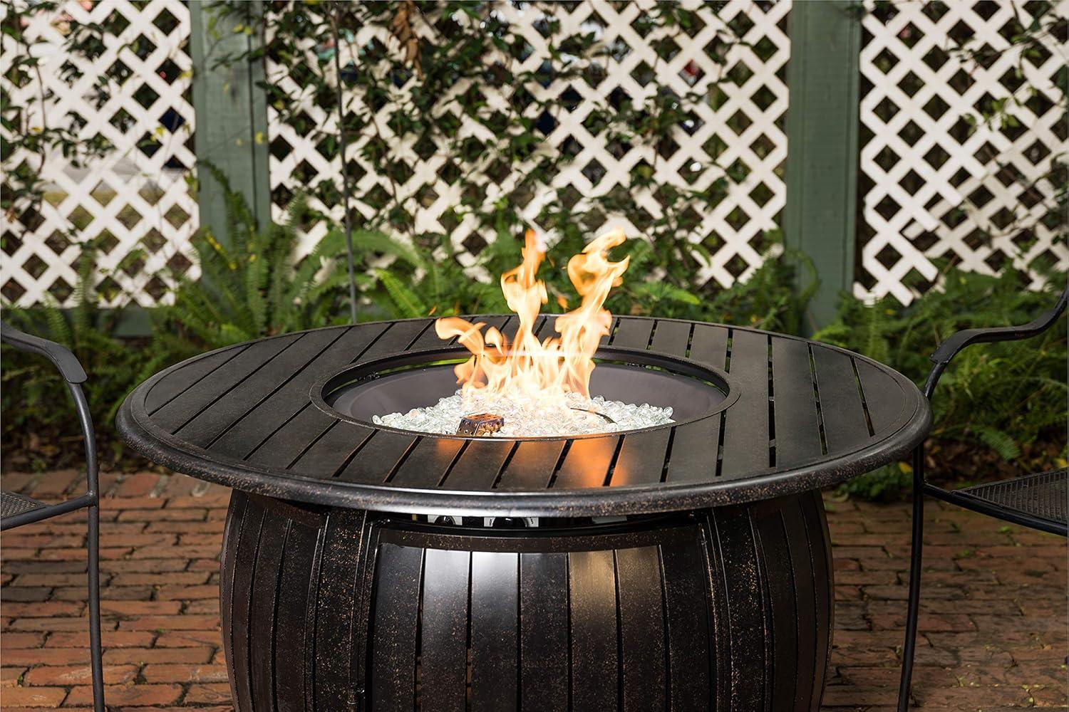 Fire Sense Copper Aluminum Gas Fire Pit Table Multi-Functional with Fire Bowl Lid, Bronze Finish-44"