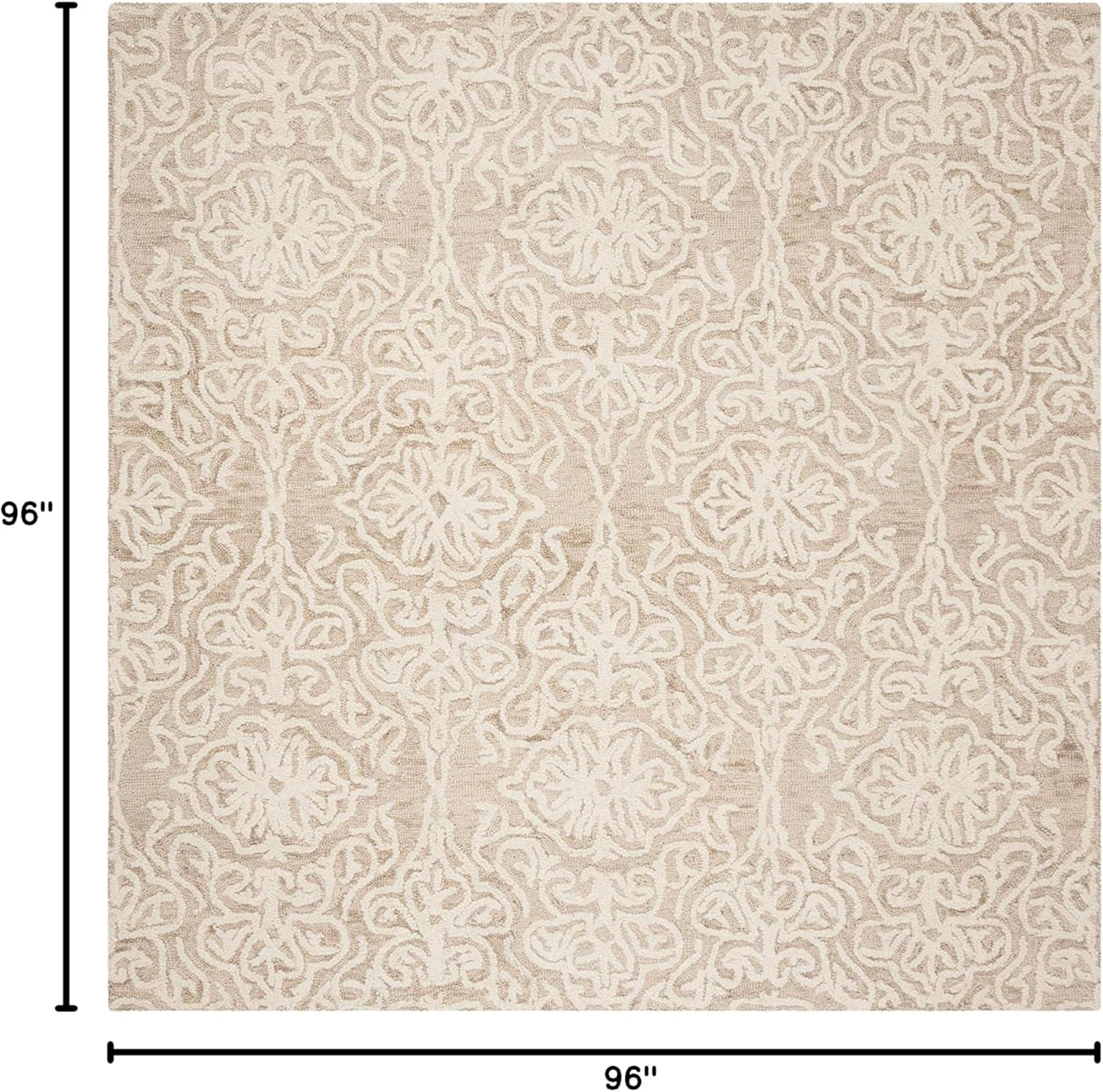 Blossom BLM112 Hand Tufted Indoor Area Rug - Beige/Ivory - 8'x8' - Safavieh