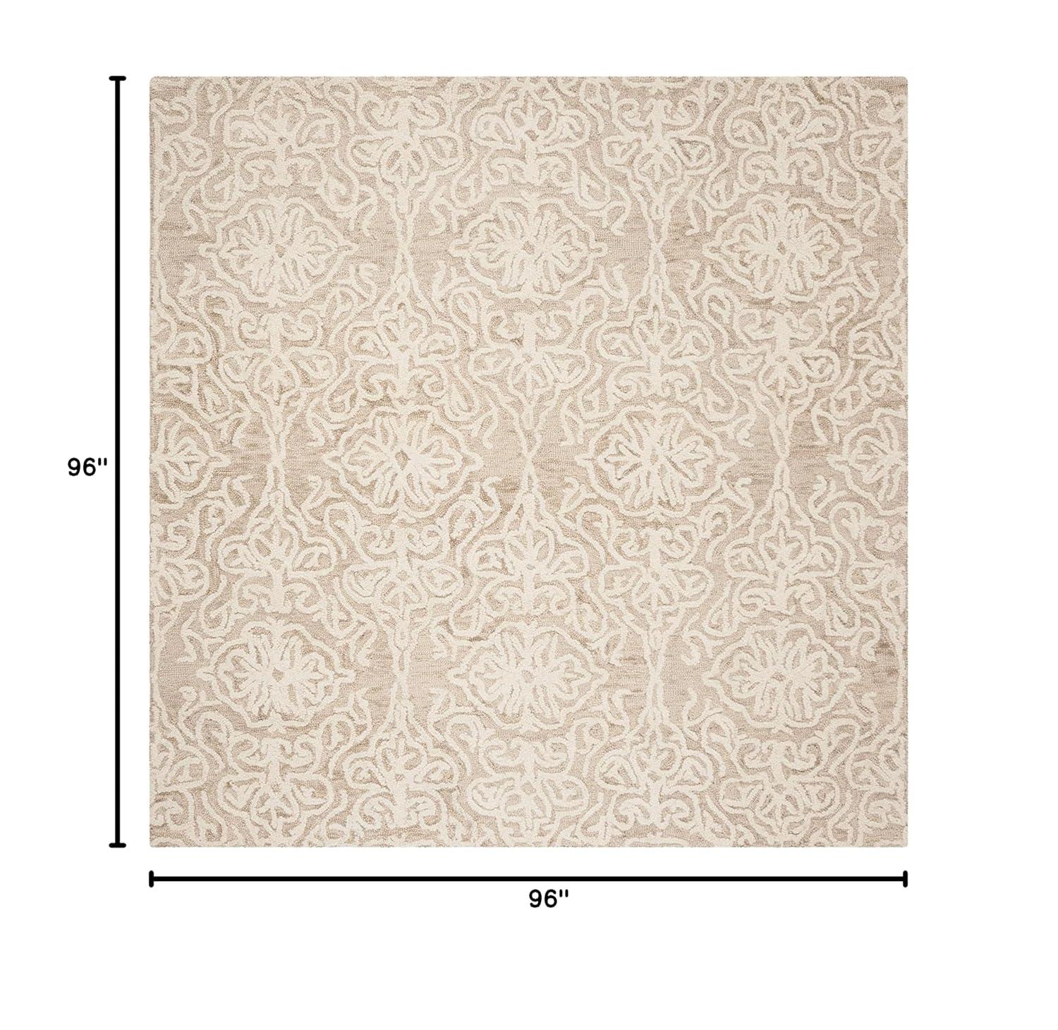 Blossom BLM112 Hand Tufted Indoor Area Rug - Beige/Ivory - 8'x8' - Safavieh
