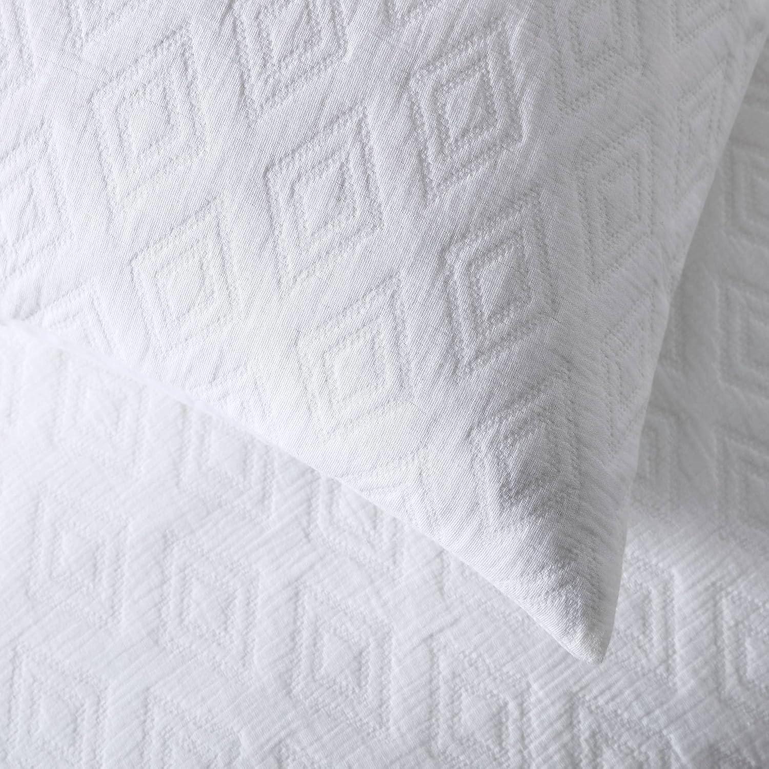 White Queen Cotton Jacquard Reversible Duvet Cover Set