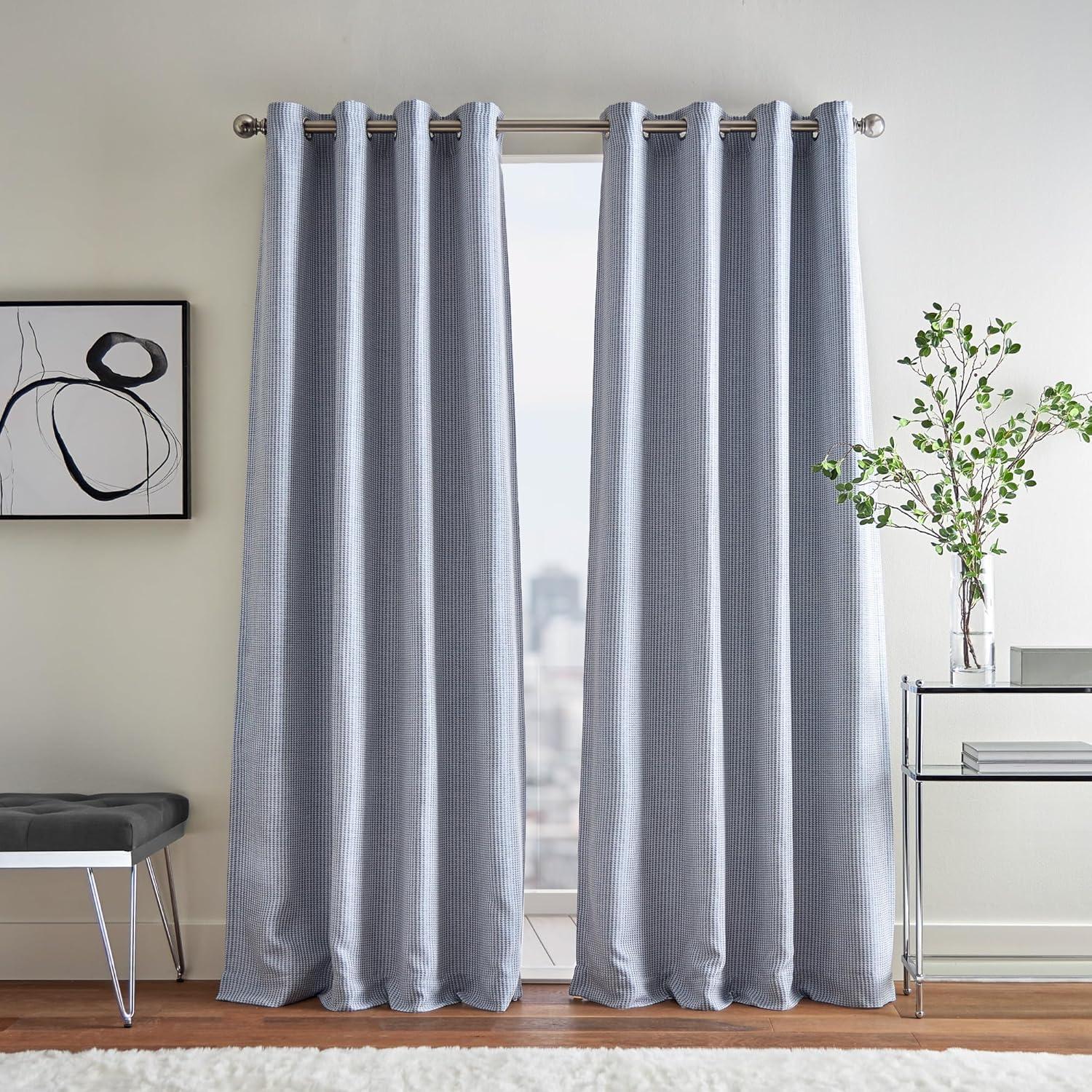 Blue 95" Room-Darkening Polyester Grommet Curtain Panels