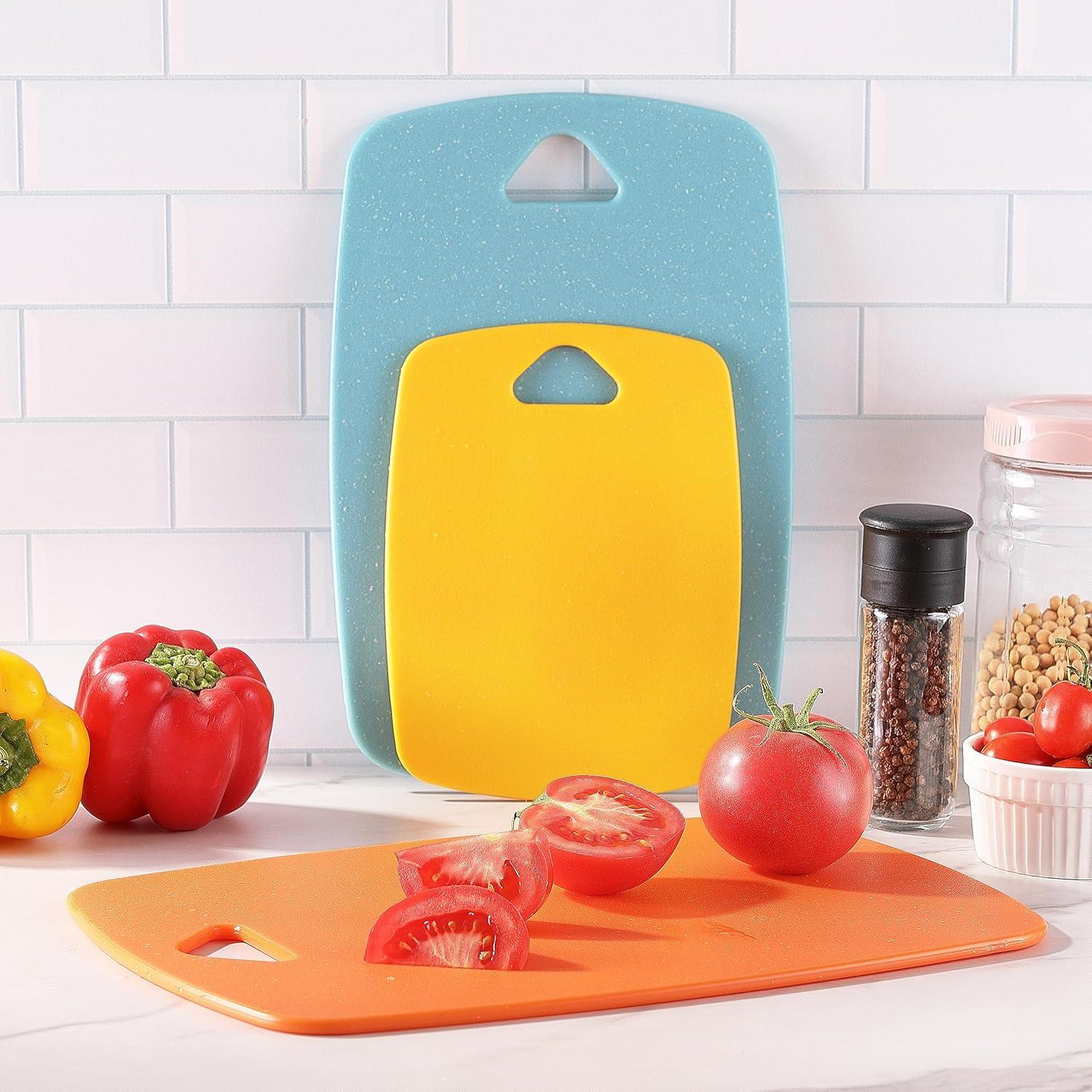 Multicolor Plastic Cutting Board Set with Easy Grip Handles