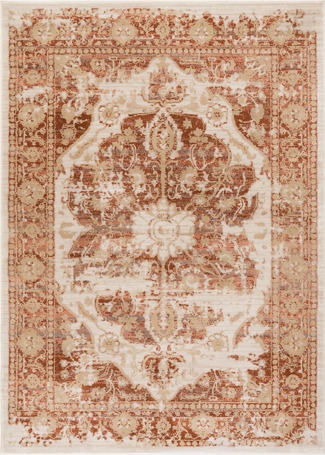 Well Woven KE-30-4 Kensington Maxwell Copper Vintage Modern Medallion Area Rug - 3 ft. 11 in. x 5 ft. 3 in.