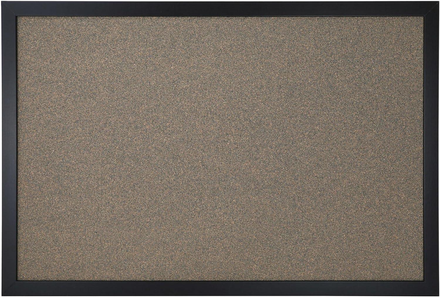 FORAY Cork Bulletin Board, 12" x 18", Natural Brown, Black Frame