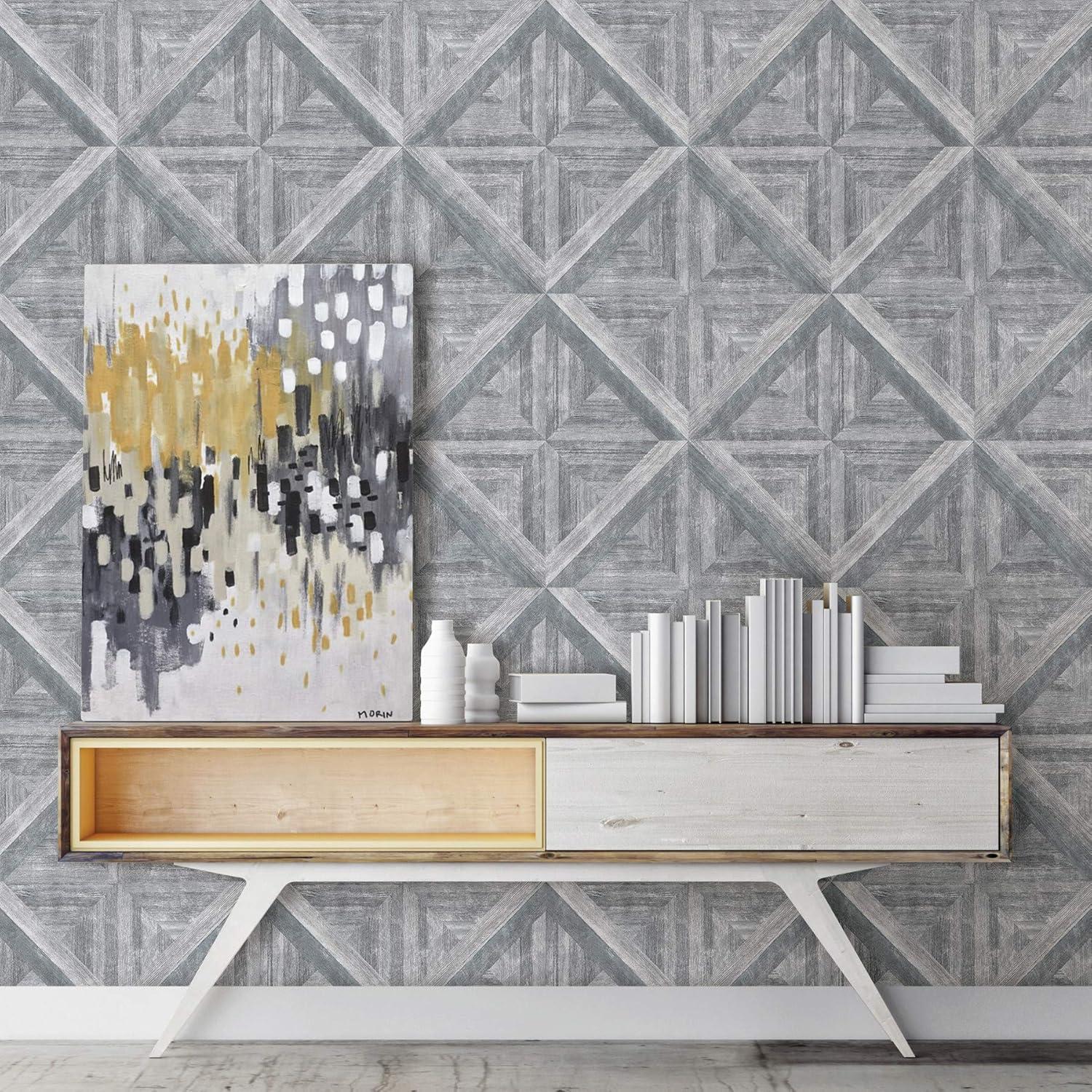 Angeline Grey Geometric Wood Non-Pasted Wallpaper