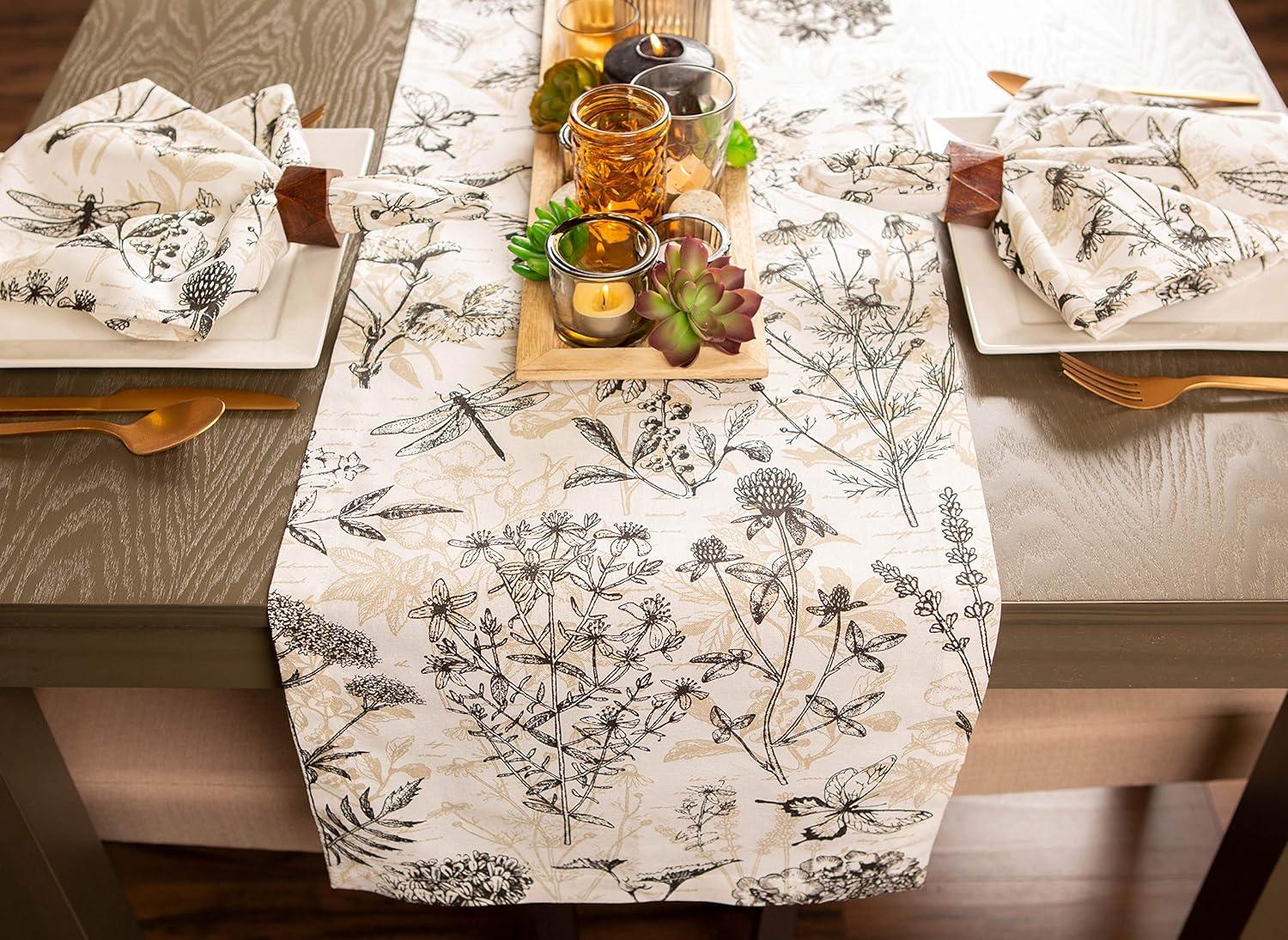 Botanical Print Cotton Table Runner 14x72