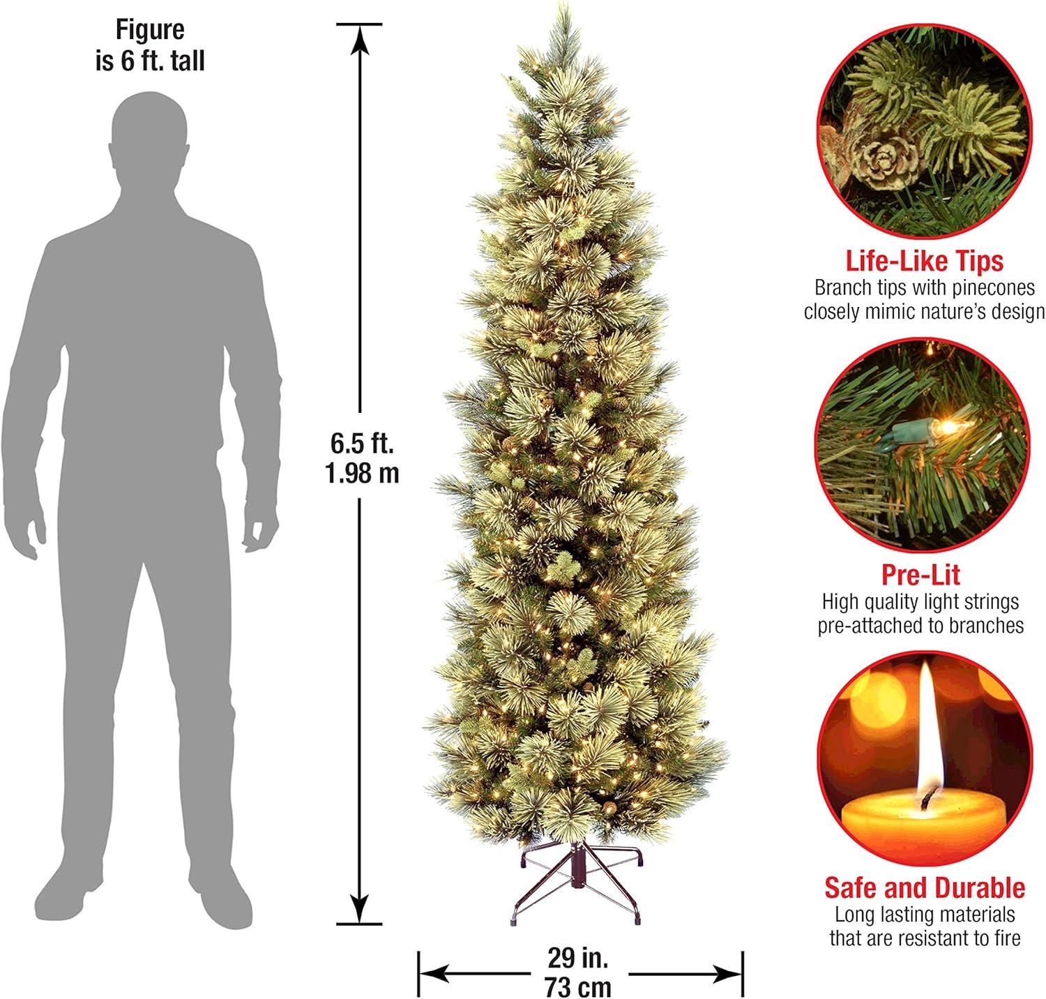 Prelit Slim Carolina Pine Artificial Christmas Tree Clear Lights - National Tree Company