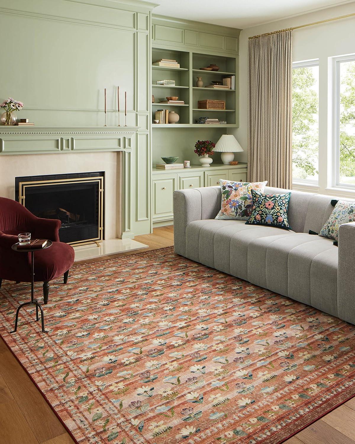 Rifle Paper Co. x Loloi Courtyard Terracotta Area Rug feat. CloudPile