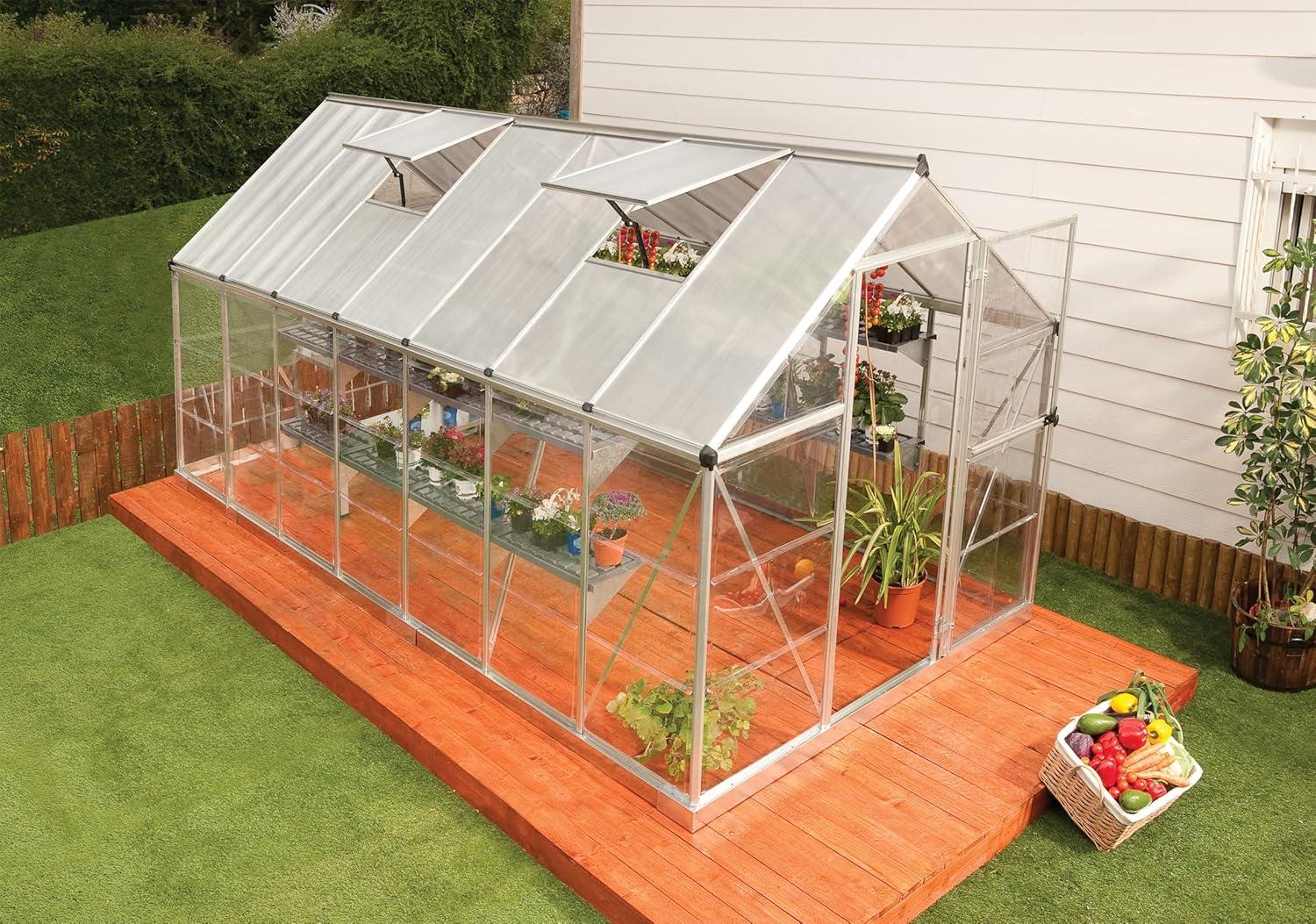 Palram Canopia 6' x 14' Silver Polycarbonate Aluminum Greenhouse