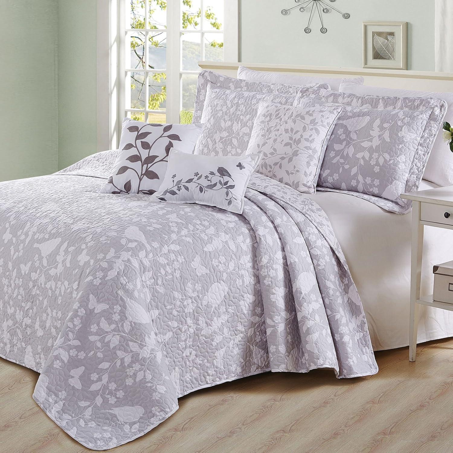 Birdsong Floral Microfiber Quilt Set