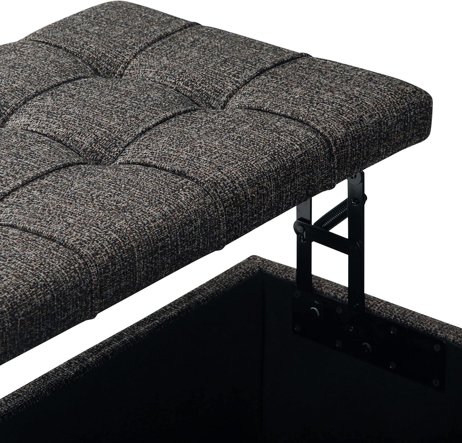 Harrison 36 in. W Coffee Table Storage Ottoman in Ebony Gray Tweed Look Fabric