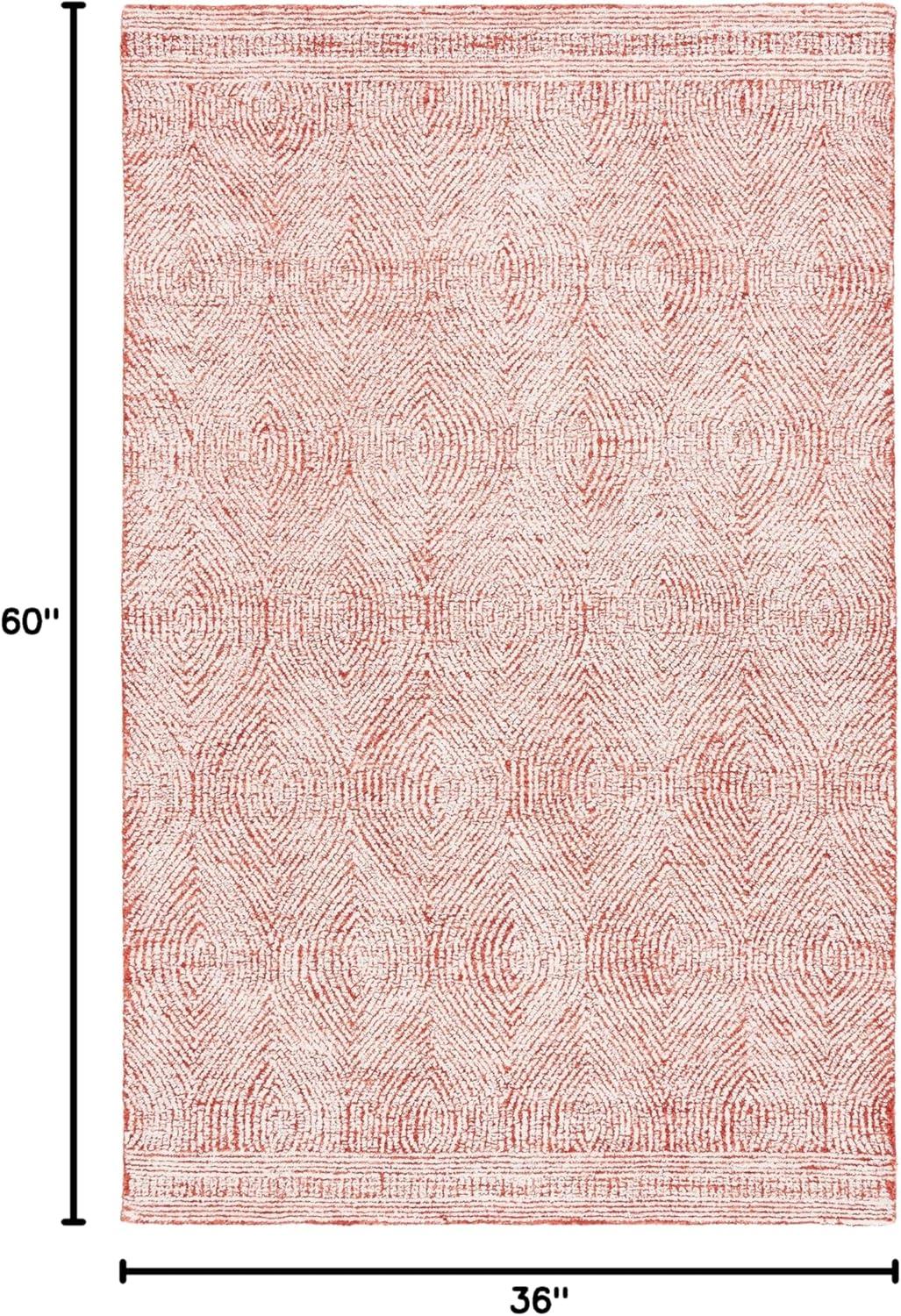 SAFAVIEH Abstract Caelestinus Ogee Wool Area Rug, Ivory/Red, 3' x 5'