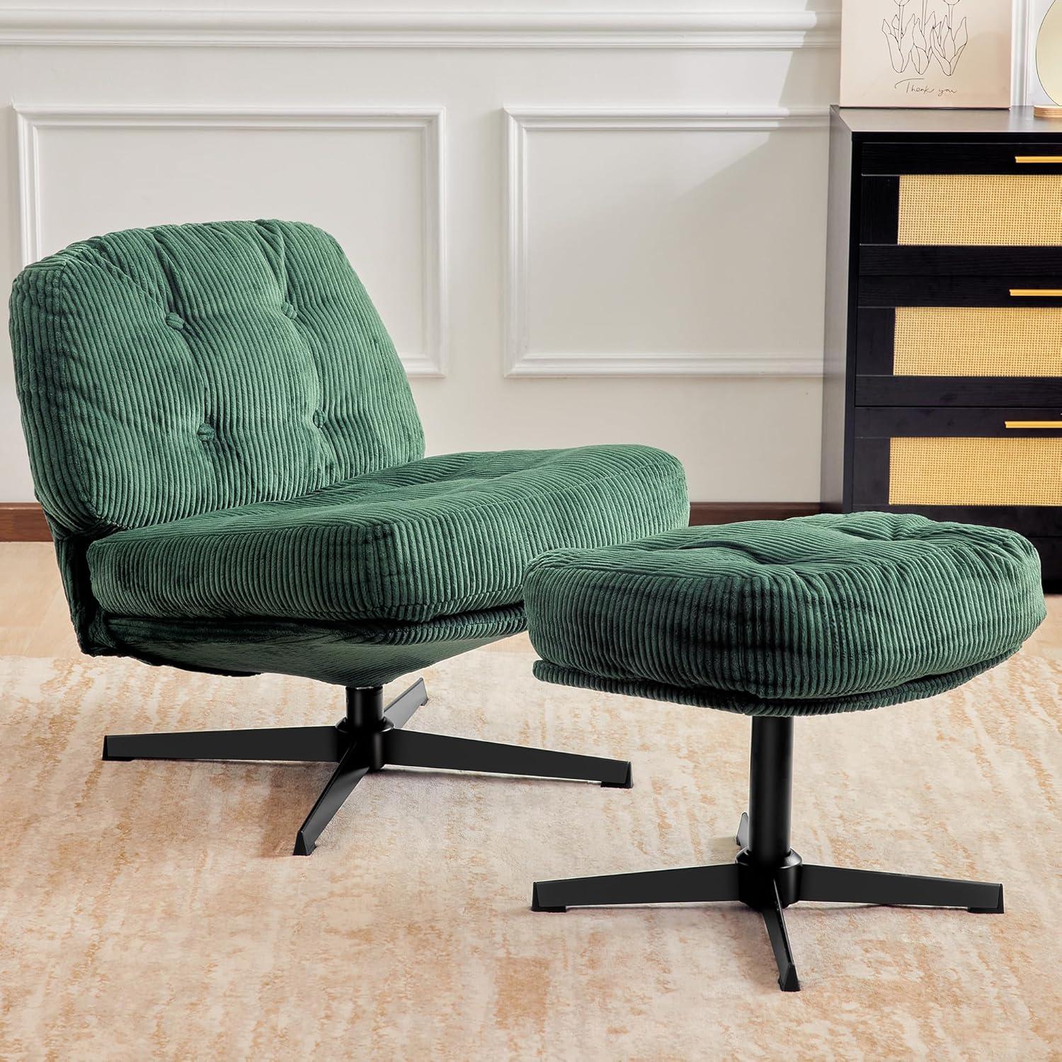 Red Barrel Studio® Hardyal Upholstered Swivel Accent Chair with Ottoman