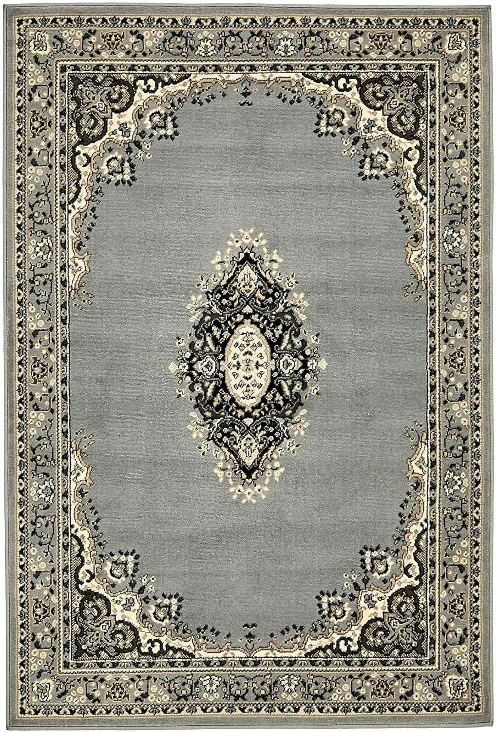 Amaya Gray Medallion 4' x 6' Easy-Care Synthetic Rug