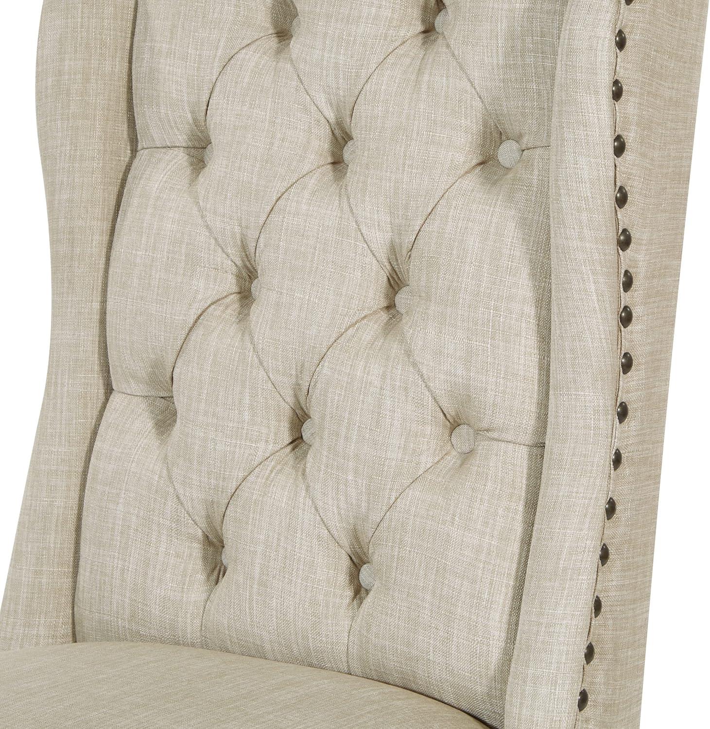 Elegant Linen Upholstered Parsons Side Chair with Wood Legs