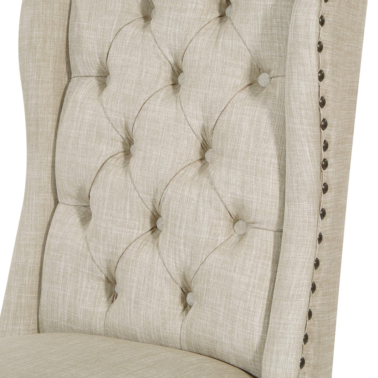 OSP Home Furnishings Jessica Tufted Wing Chair in Linen Fabric