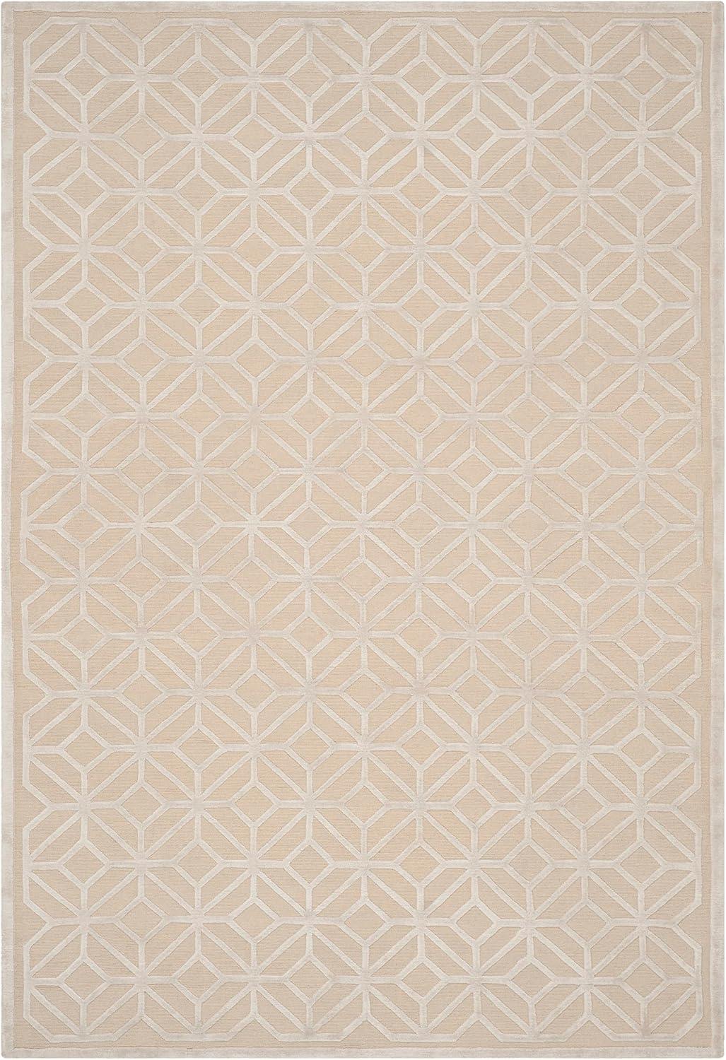 Pearl Geometric Hand-Knotted Wool and Viscose 9' x 12' Rug