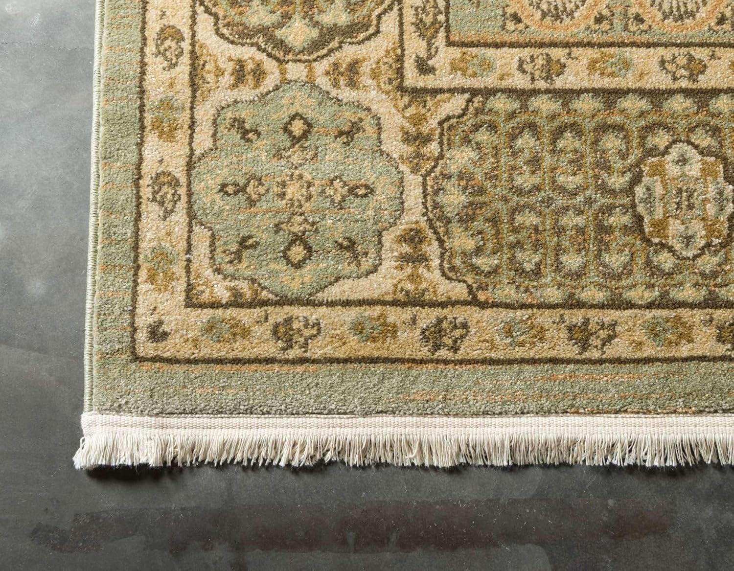 Unique Loom Palace Collection Area Rug - Amber (9'  x 12' Rectangle Light Green/Cream)