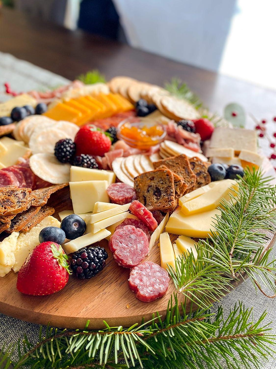 Woodard & Charles Acacia Wood Lazy Susan Tray with Stainless Steel Ball Bearing Mechanism, 16-Inch