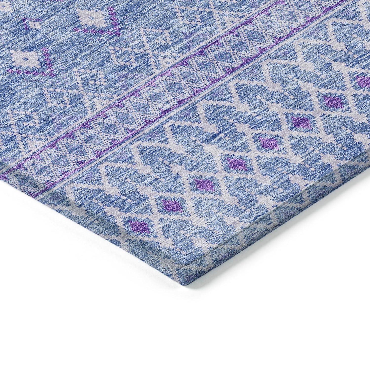 Sky Blue Synthetic Flat Woven 8' x 10' Bohemian Rug
