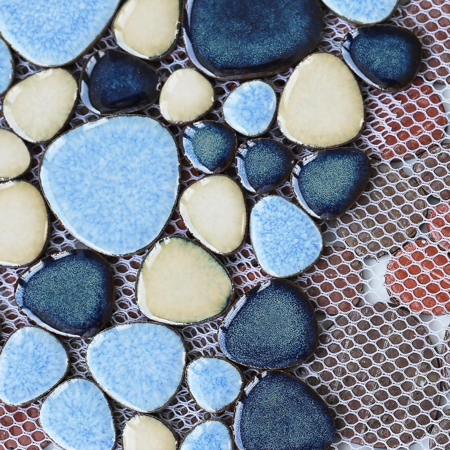 Blue Porcelain Pebbles / Rocks Wall & Floor Tile