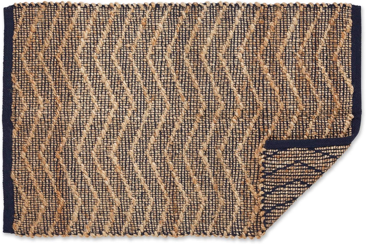 Design Imports Natural Jute Chevron - French Blue - 2 X 3 Ft