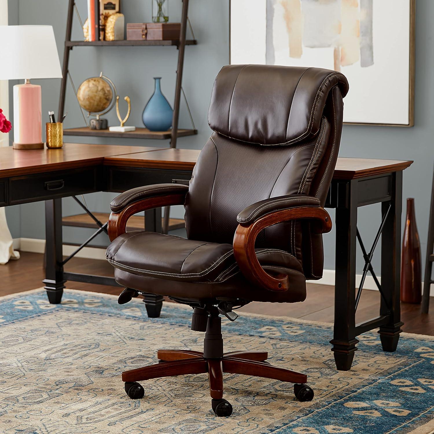 La-Z-Boy Big and Tall Trafford Executive Office Chair with AIR Ergonomic Support Technology, High Back Ergonomic Chair with Lumbar Support, Bonded Leather & Reviews | Wayfair