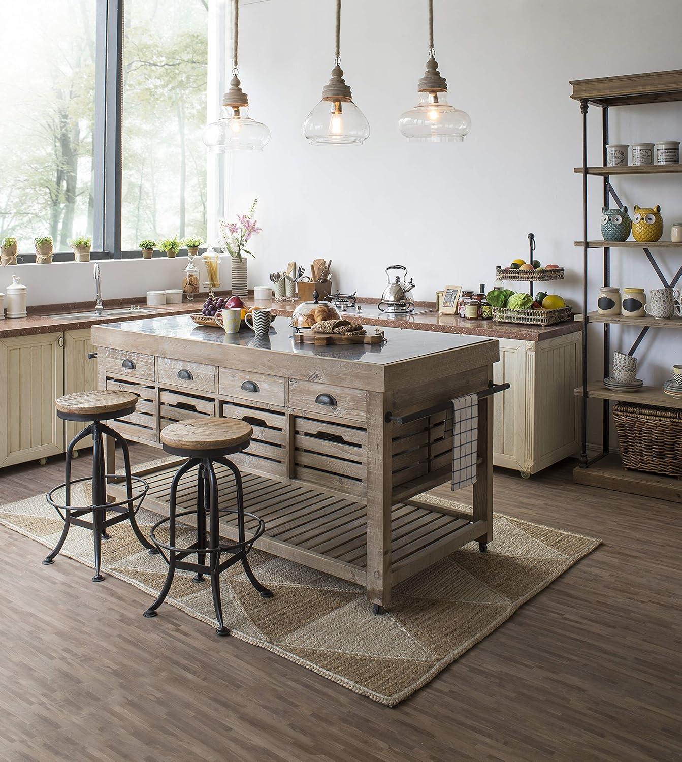 August Grove® Bellantoni Distressed Mango Wood Ceiling Light