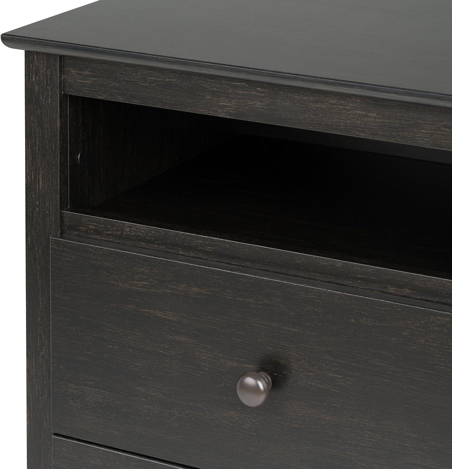 2 Drawer Nightstand Vintage Black - Prepac: Sonoma Collection, Open Shelf, Wood Composite, Bedroom Storage