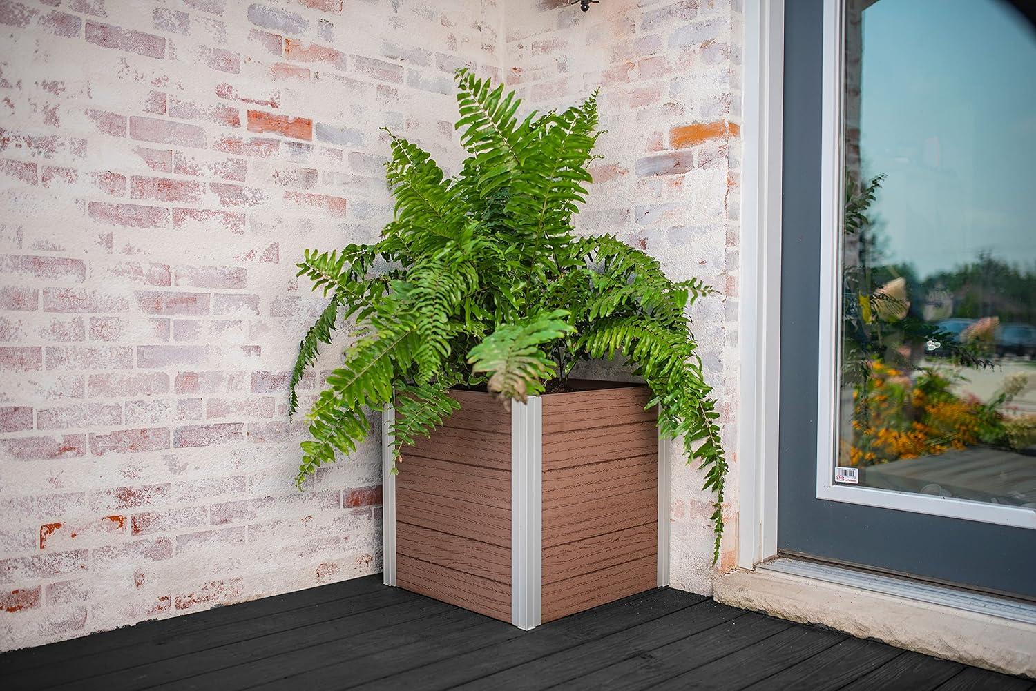 Urbana 22" Espresso Brown Embossed Vinyl Cube Planter