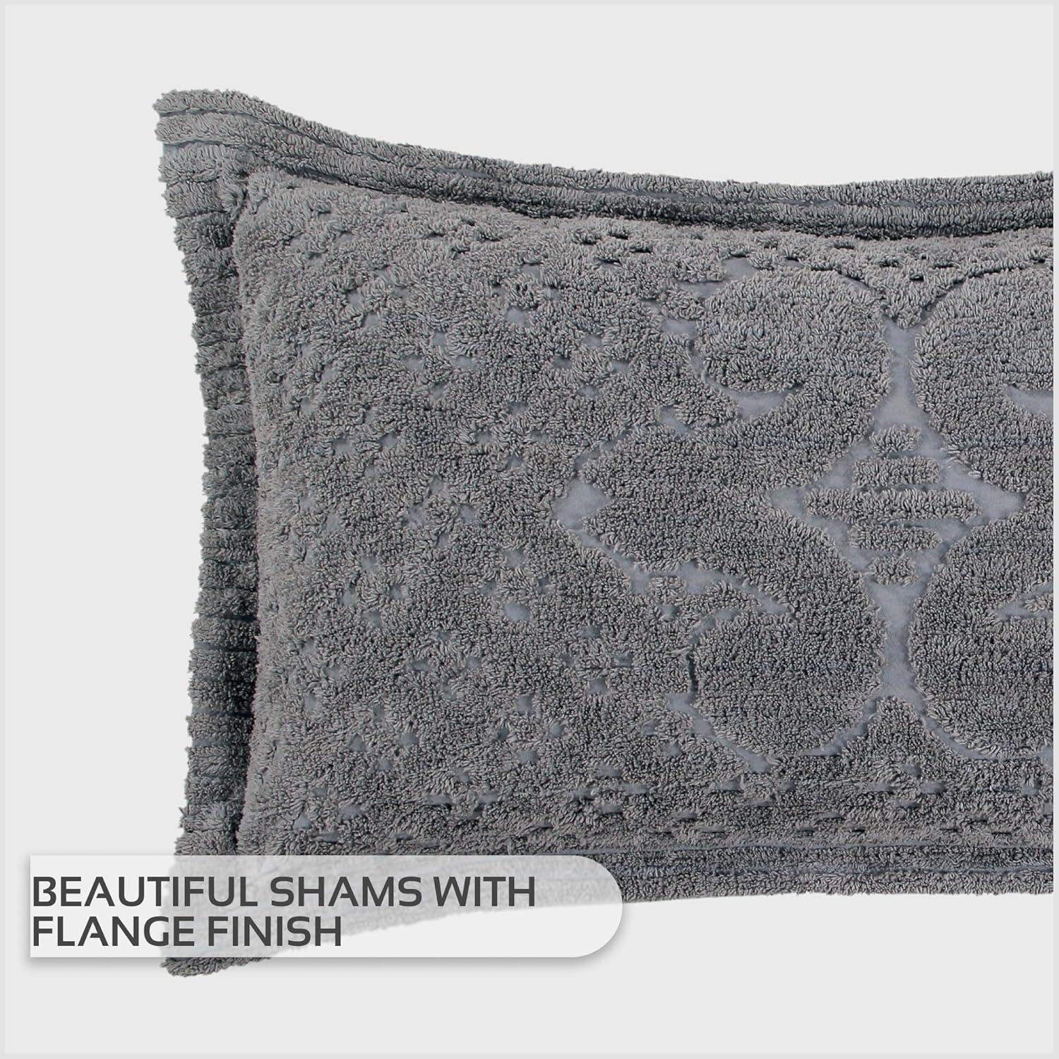 Queen Ashton Collection 100% Cotton Tufted Unique Luxurious Medallion Design Bedspread Gray - Better Trends