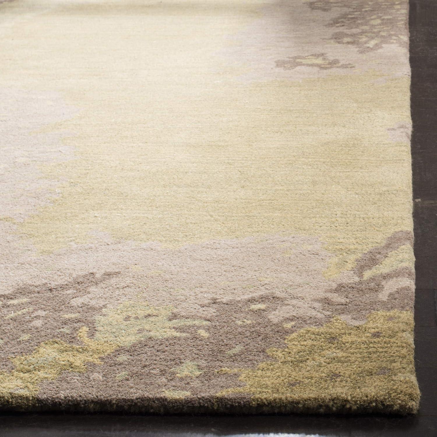 SAFAVIEH Soho Jeptha Abstract Wool Area Rug, Sage/Multi, 3'6" x 5'6"