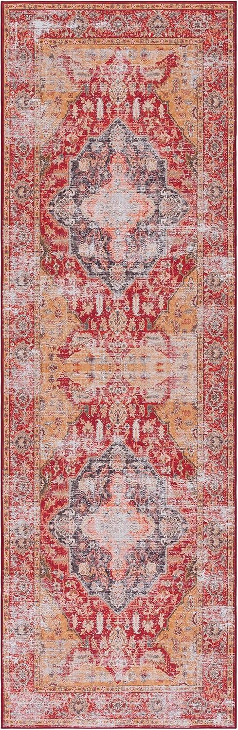 Tucson TSN131 Power Loomed Machine Washable Runner Rug - Rust/Gold - 2'6"x8' - Safavieh.