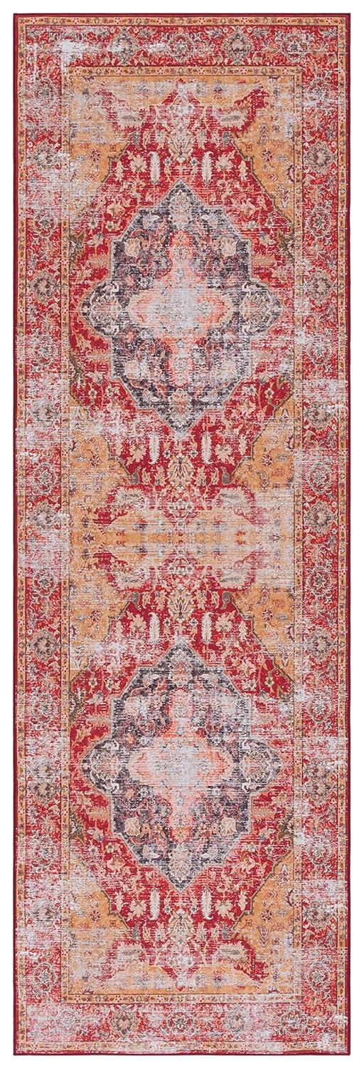 Tucson TSN131 Power Loomed Machine Washable Runner Rug - Rust/Gold - 2'6"x8' - Safavieh.