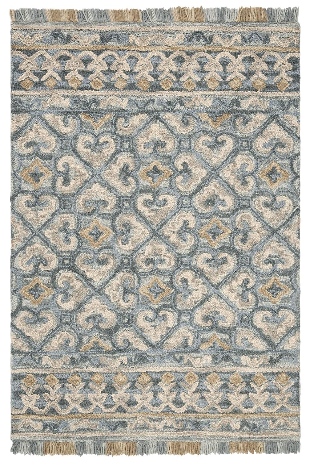 Blossom BLM420 Hand Tufted Area Rug - Light Beige/Blue - 4'x6' - Safavieh.