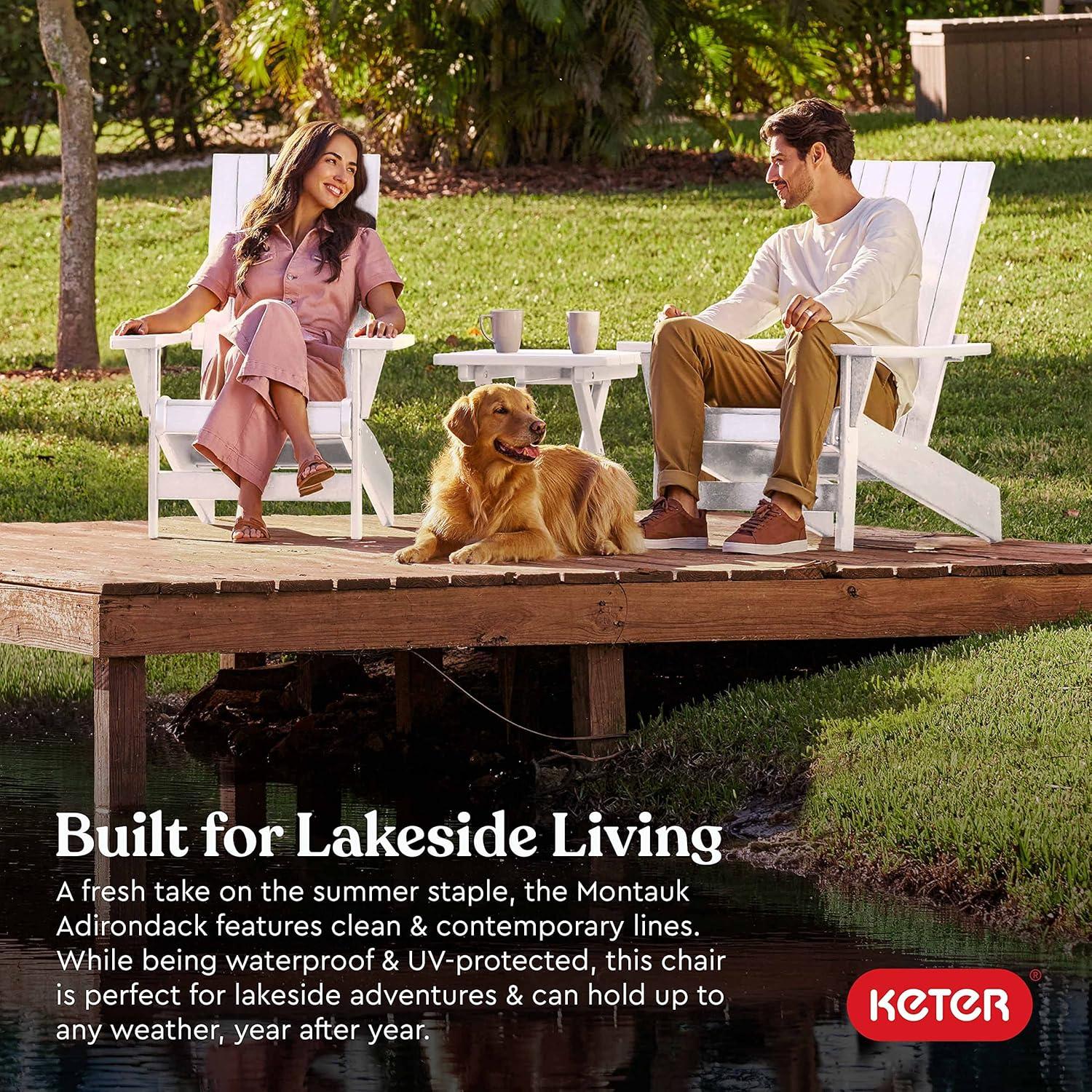 Keter Keter Montauk Adirondack Chair Modern Premium Weatherproof Outdoor Patio Furniture Ideal for Entertaining by the Pool or Backyard Fire Pit