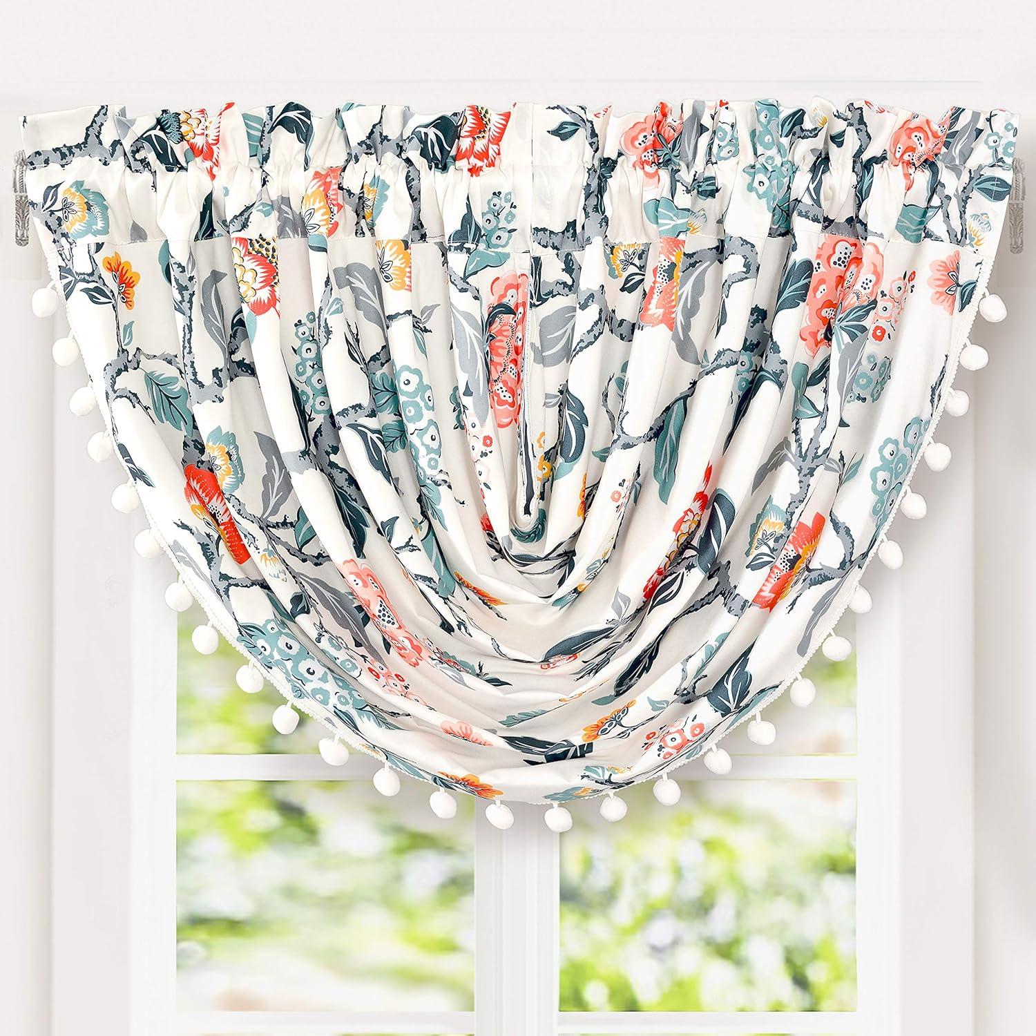 DriftAway Ada Floral Lined Thermal Insulated Room Darkening Blackout Grommet Window Curtains, 2 Panels, 52" x 72", Ivory Orange Teal