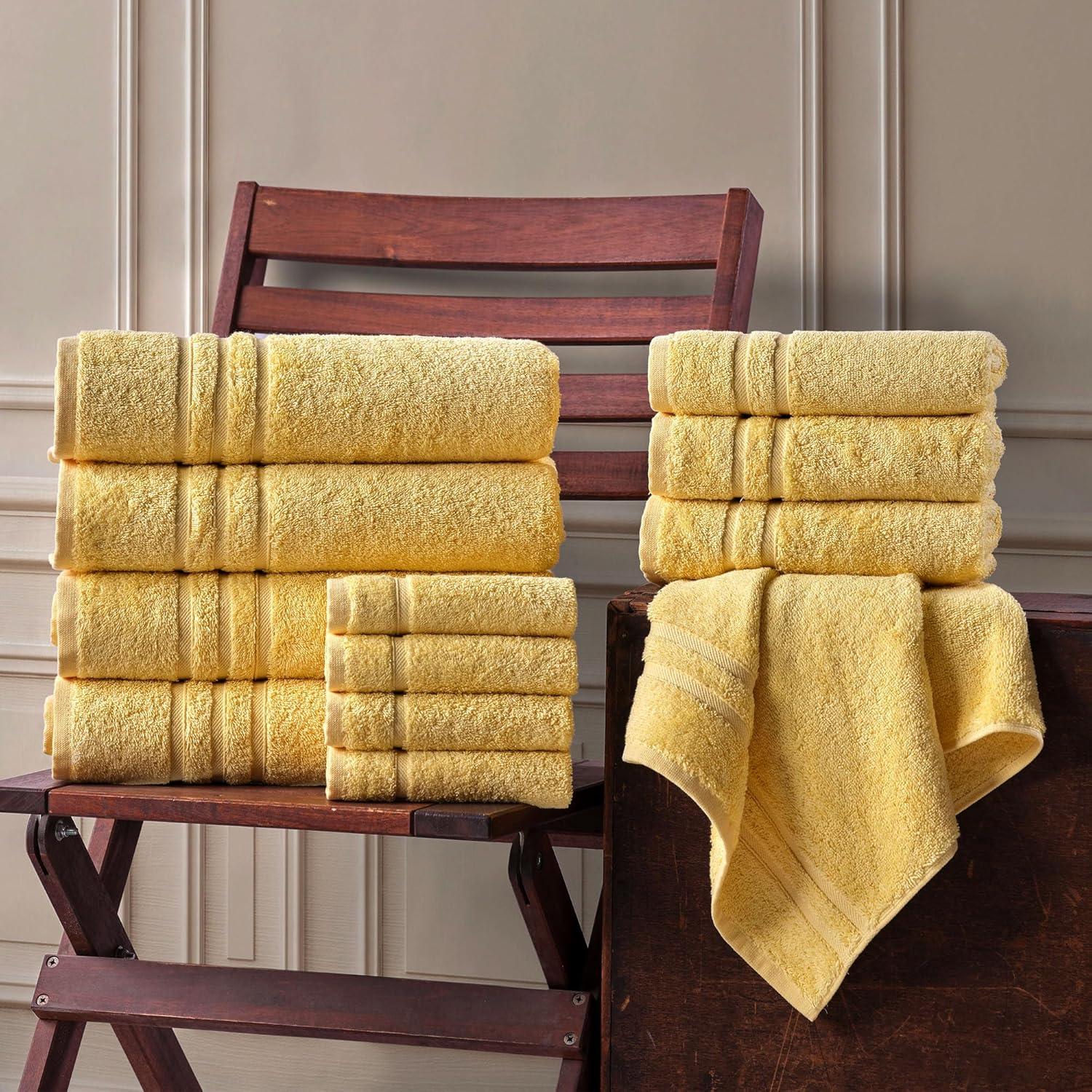 Hawmam Linen Yellow Bath Towels 4 Pack 27 x 54 Inches 100% Turkish Cotton Soft Lightweight and Highly Absorbent Quick Drying Towels