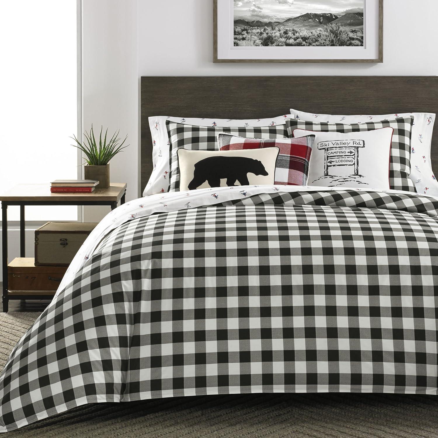 Eddie Bauer  Black/White Mountain Plaid Comforter Set