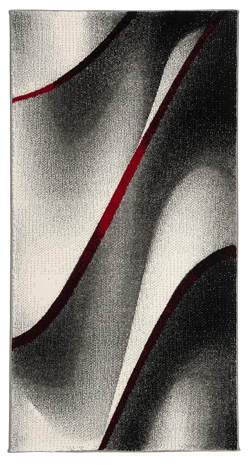 Hollywood HLW712 Machine Made Accent Rug - 2'7"x5' - Grey/Red - Safavieh