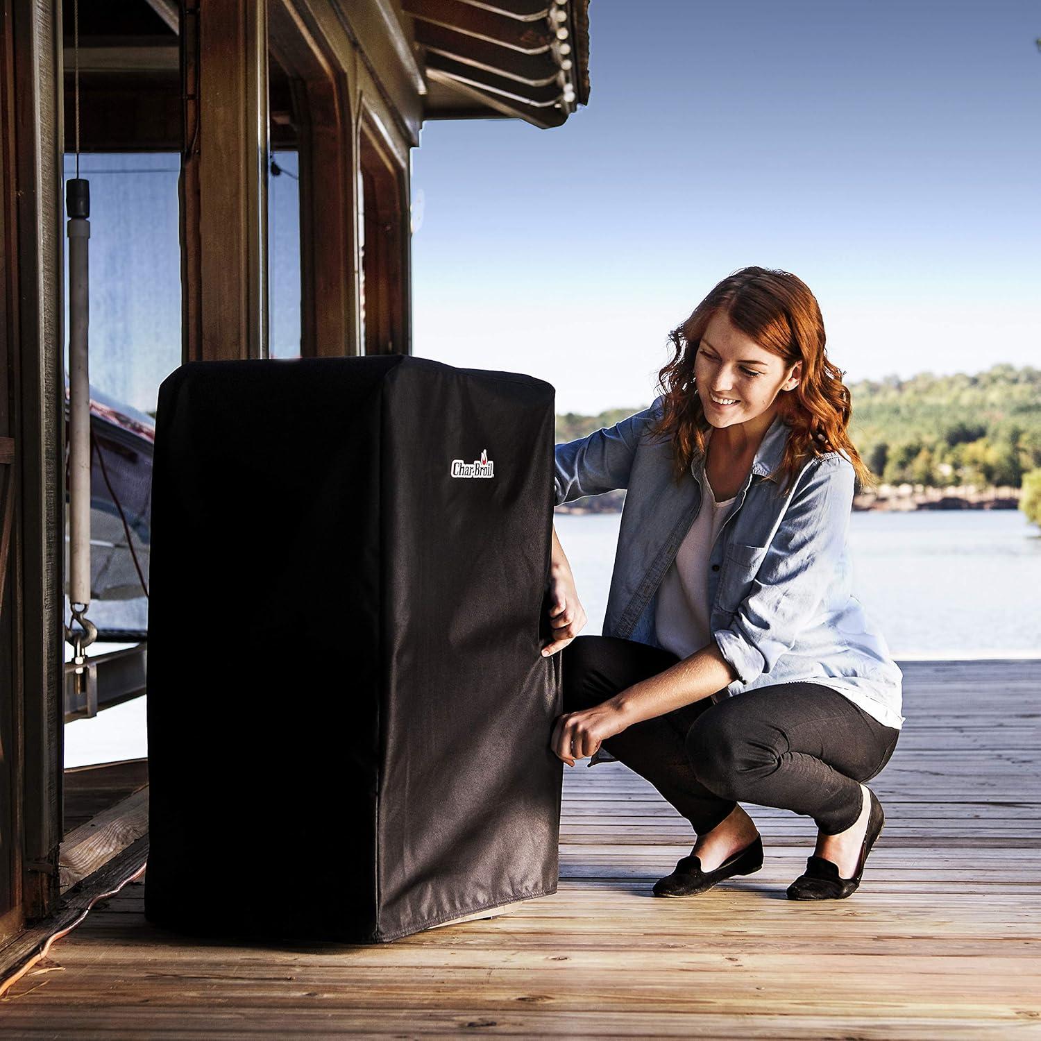 Black Heavy-Duty Polyester 30" Digital Electric Smoker Cover