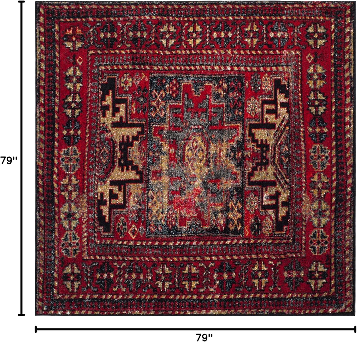 Vintage Hamadan VTH213 Power Loomed Indoor Area Rug - Red/Multi - 6'7"x6'7" - Safavieh.