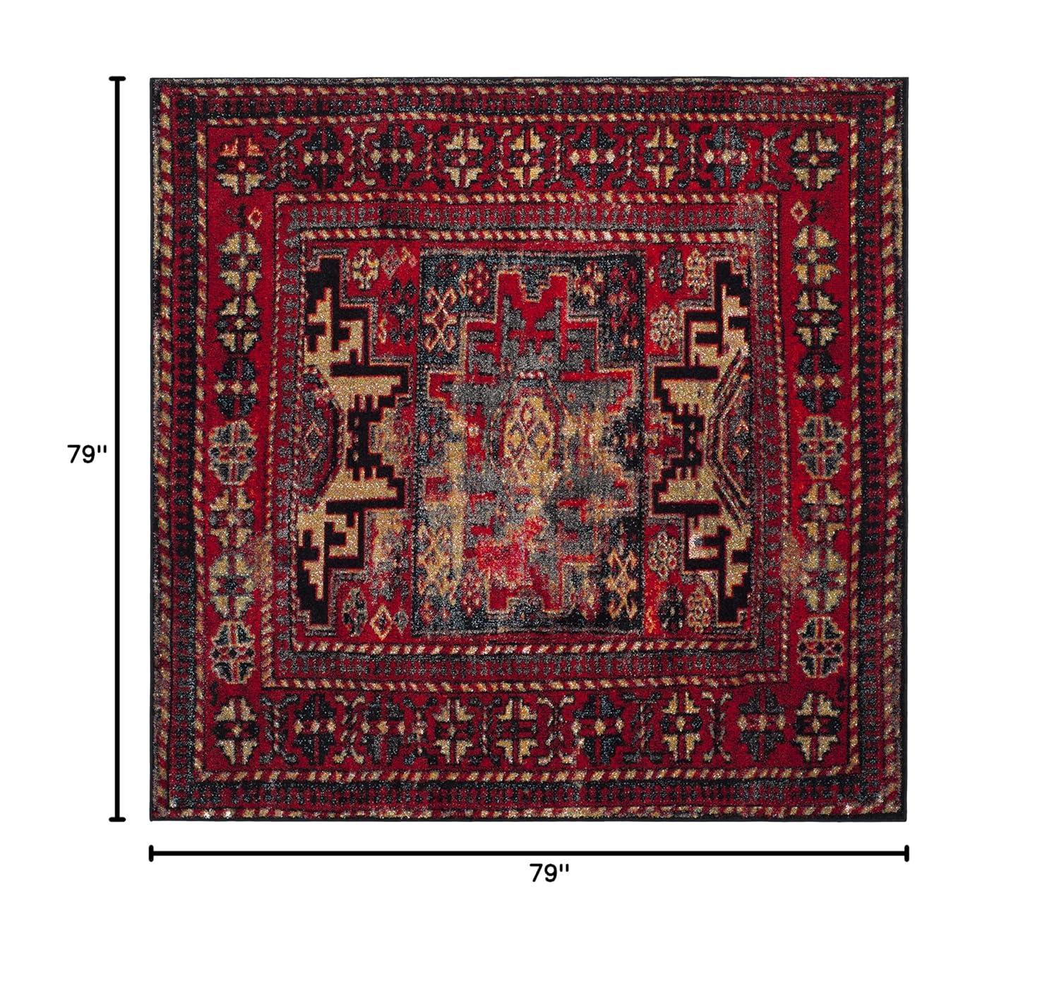 Vintage Hamadan VTH213 Power Loomed Indoor Area Rug - Red/Multi - 6'7"x6'7" - Safavieh