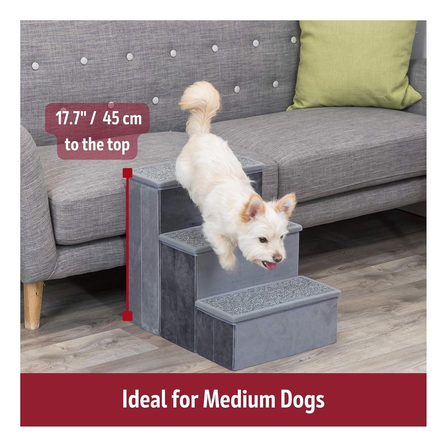 TRIXIE Pawsome Ascent Foldable 3-Step Pet Stairs with Storage, Collapsible, Storage Compartments for Toys