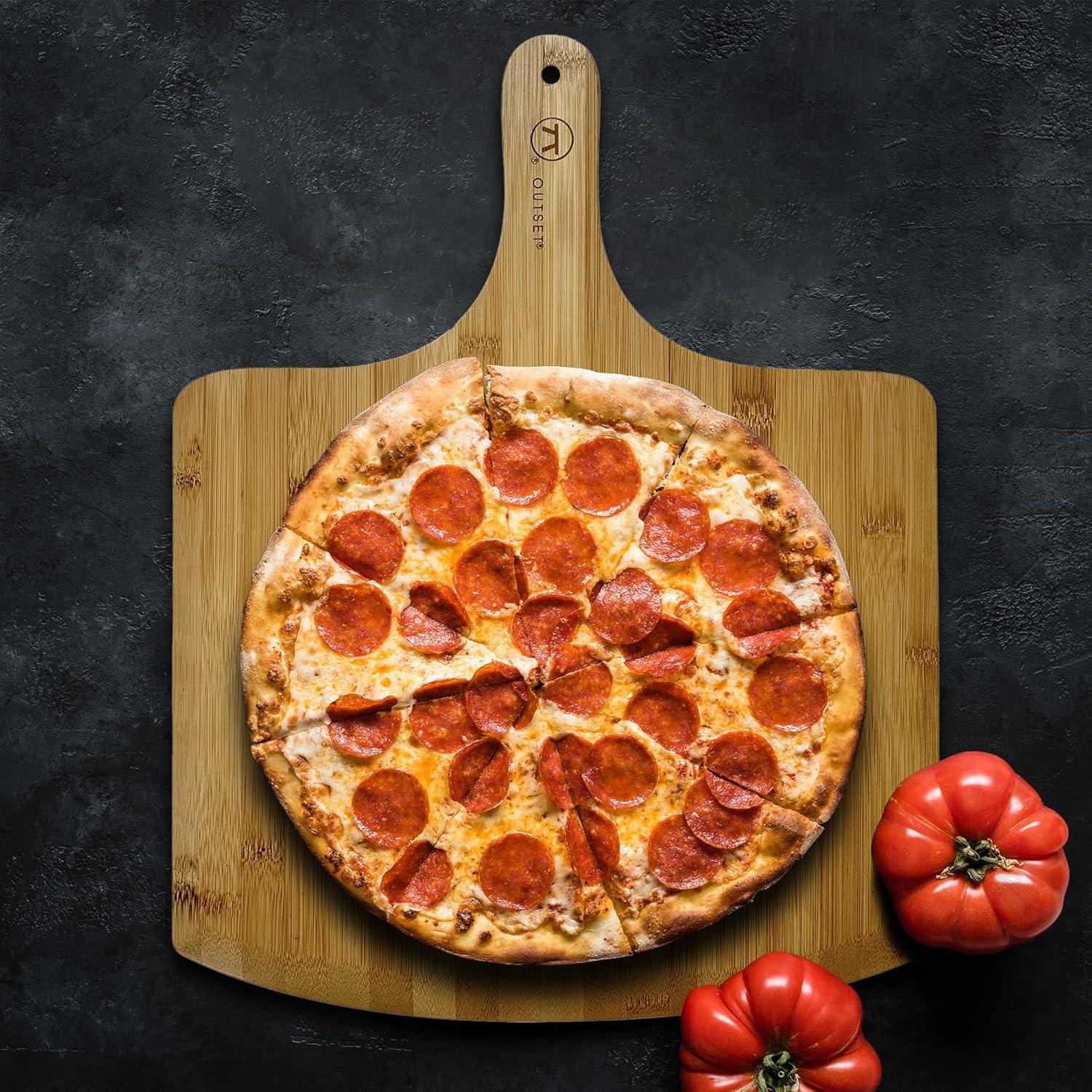 Outset Extra Large Wooden Pizza Peel, Bamboo, 18" x 14"